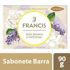 Sabonete Barra Vegetal Rosa Branca e Patchouli Francis Caixa 90g