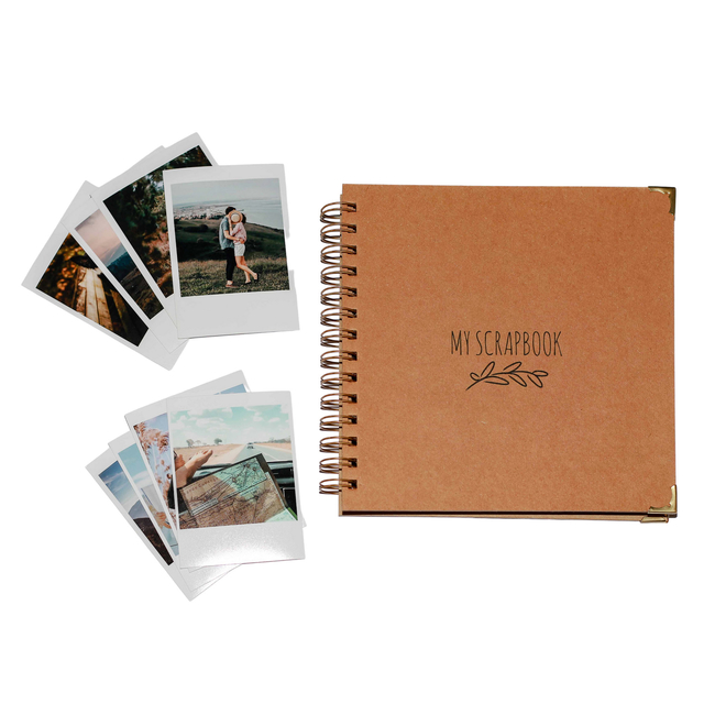 Kit Álbum Scrapbook kraft + fotos polaroides personalizadas