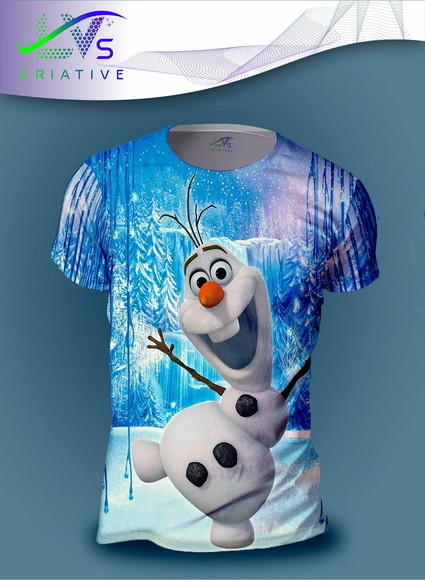Camisa Camiseta Olaf Frozen Estampa Total Personalizado FZN1