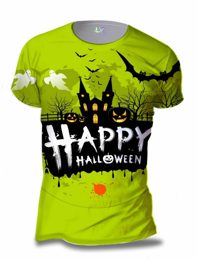 Camiseta Halloween Dia das Bruxas Terror Adulto Infantil Masculina Feminina  Baby look Estampa Total Personalizada HLE09