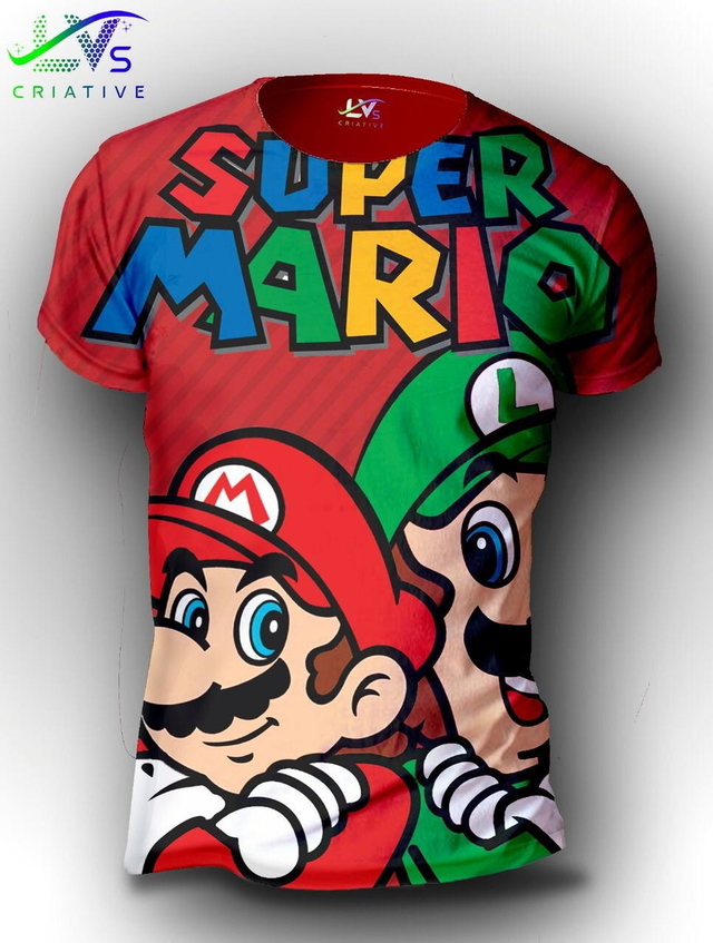 Camisa Camiseta Super Mario e Luigi Estampa Total Personalizado SMB1