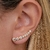 Brinco Ear cuff com fileira de zircônias redondas cor cristal Banhado em ouro 18k