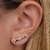 Brinco Ear cuff com fileira de zircônias redondas coloridas Banhado em ouro 18k