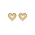 Brinco Coração Liso com Moldura Cravejada Colorida Banhado em Ouro 18k