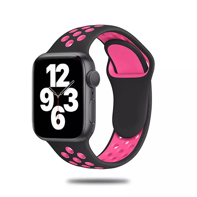 PULSEIRA SPORT NIKE PRETO E ROSA PARA APPLE WATCH 38MM 40MM 41MM 42MM 44MM 45MM 49MM