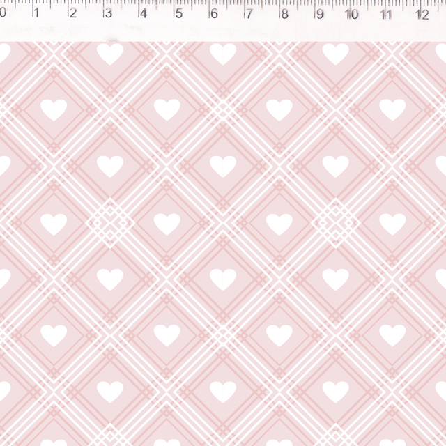 Tricoline estampado xadrez grid rosa com branco - Renatta Tecidos