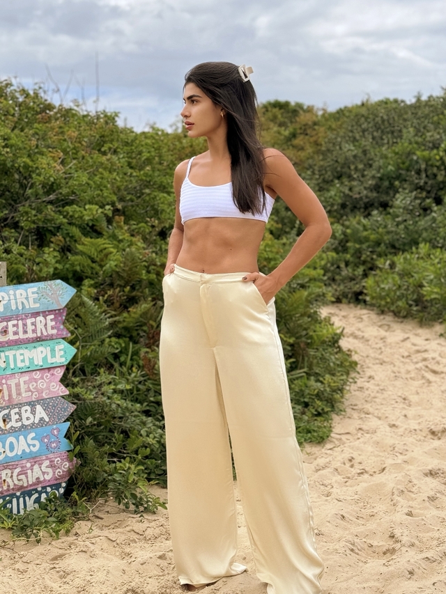 Calça pantalona cheap dourada