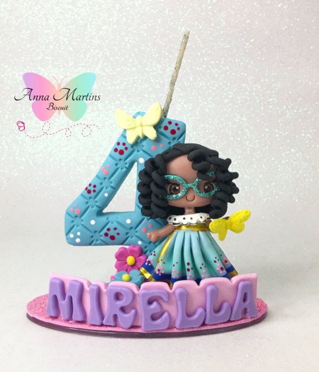 Topo De Bolo Em Biscuit Personalizado. Ursinha Princesa.