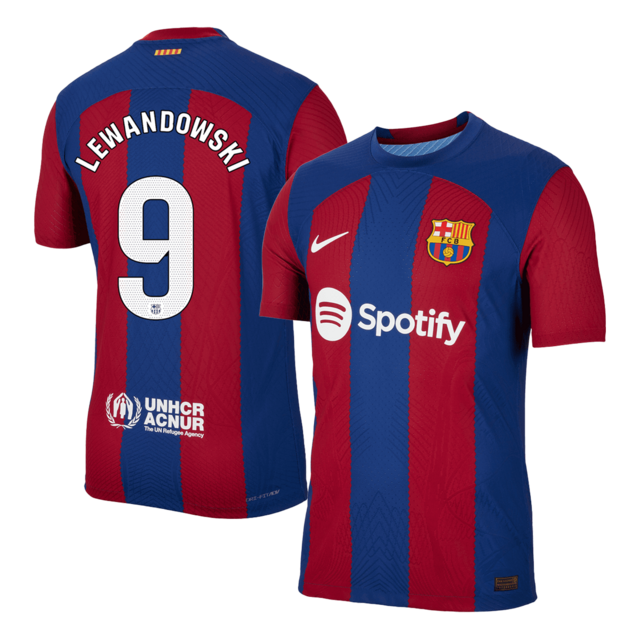 Camiseta De Fc Barcelona Titular Match Nike 2023/24 #9 Lewandowski