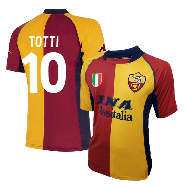 Camiseta As Roma Suplente Kappa 2001 #10 Totti - Adulto