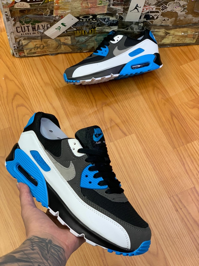 Air max 90 cinza e azul sales