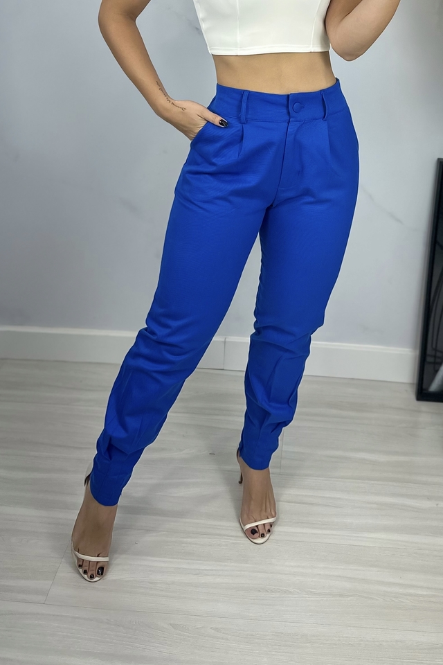 Calça Sophia em Sarja - Azul royal - Gabi Q.