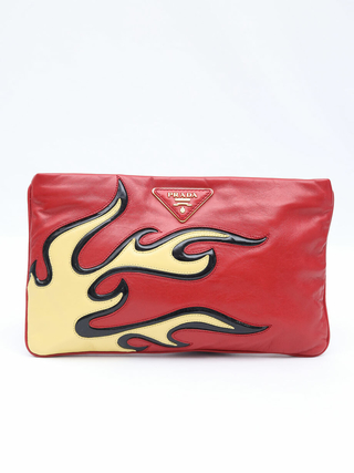 Prada Flame Lambskin Clutch