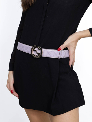 Cinto Gucci Interlocking Buckle Lilás - comprar online