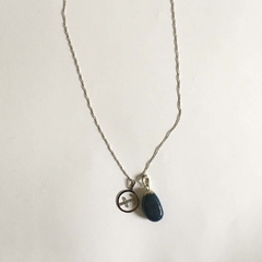 Colar do signo de sagitário prata com pingente de ágata azul - Loja Online Varejo de Produtos Esotéricos - Mandala Esotérica