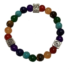 Pulseira dos 7 Chakras com Detalhe de Simbolo OM