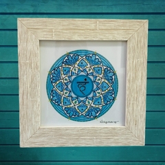 Quadro Mandala pintada à mão - Mantra EU FALO - 5º Chakra