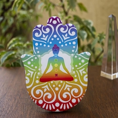 Quadro de Mesa e Parede Mão Hamsá 7 Chakras