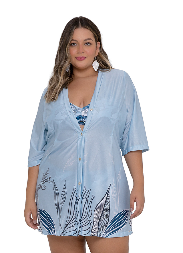 Saída De Praia Plus Size Estampada