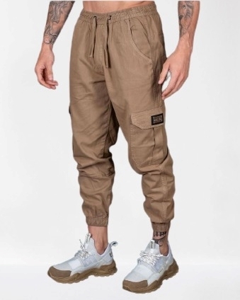 CALÇA CARGO JOGGER - TITULAR JEANS BEGE