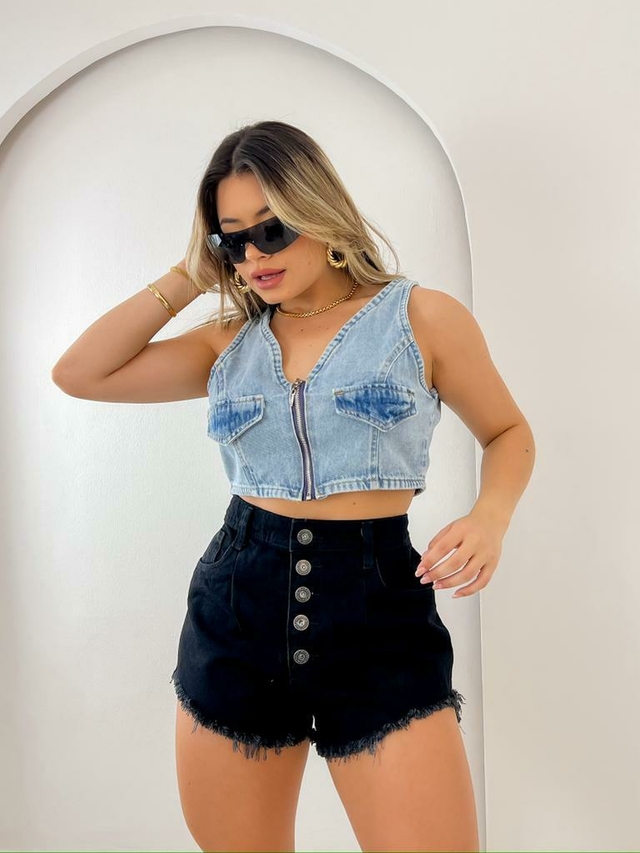 Short jeans cropped sale