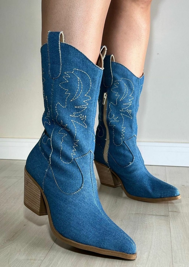 Bota jeans feminina cano curto sales
