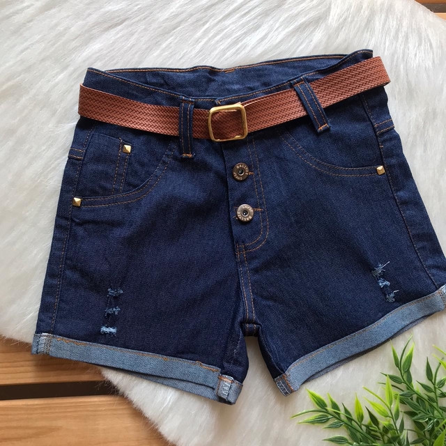 Shorts jeans com cinto feminino 2025
