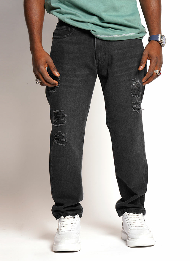 JEAN BROSS MOM NEGRO CON ROTURAS