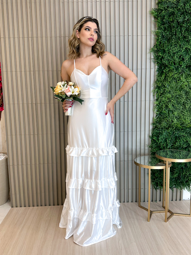 VESTIDO LONGO DE NOIVA BRISA TECIDO ACETINADO