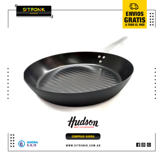Sartén Acero De Carbono Con Antiadherente - 28 cm — Hudson Cocina