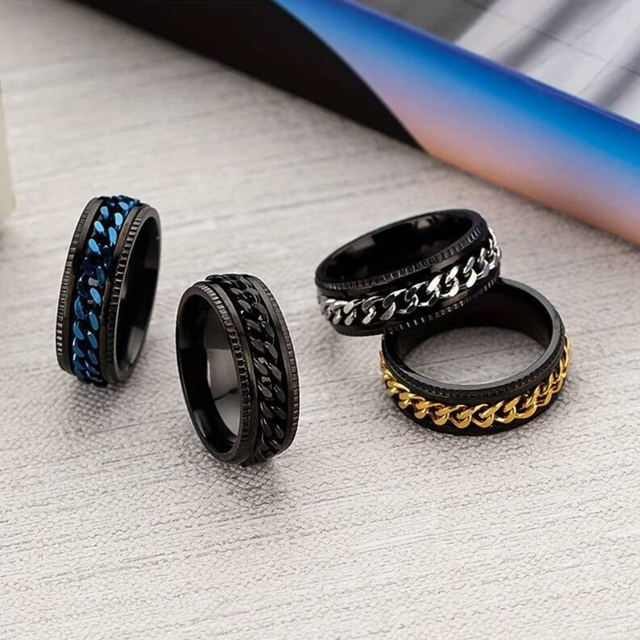Anillo Titanio Giratorio Anti Ansiedad Estres