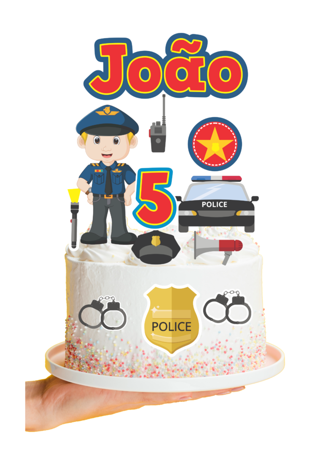 TOPO DE BOLO INFANTIL POLICIA - Jac Personalizados