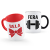 2 Canecas Bela e Fera Academia Musculação Laço e Halter