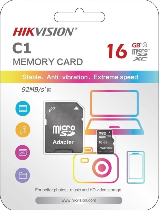 Memoria Micro Sd 16gb Clase 10 C/a Hikvision C1/16g Pc
