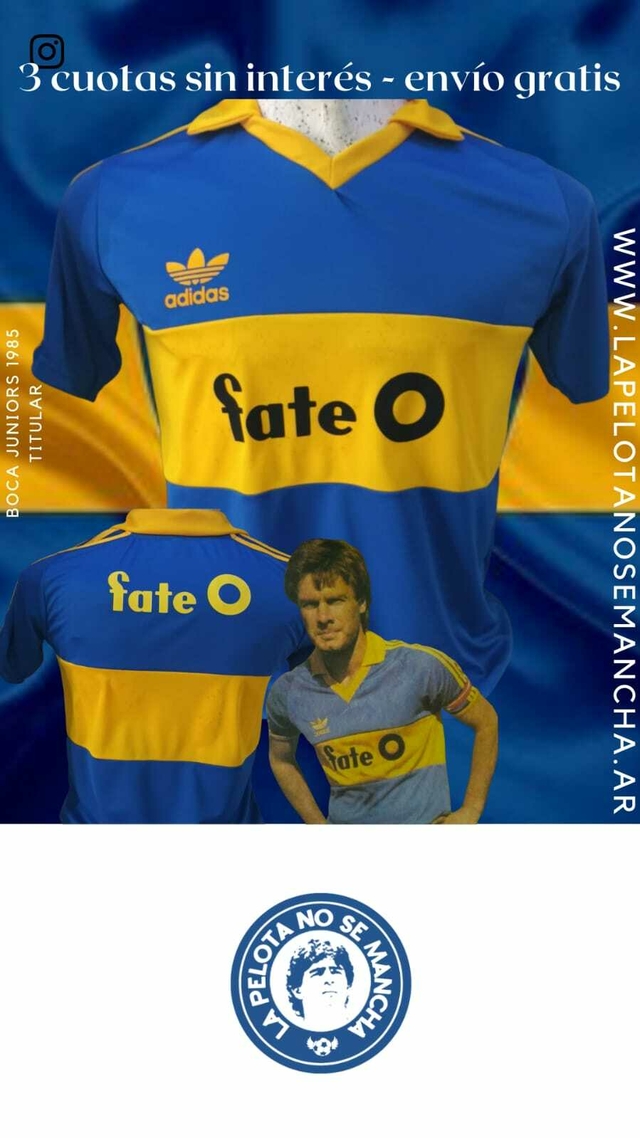 CAMISETA BOCA JUNIORS FATE 1985 LAPELOTANOSEMANCHA