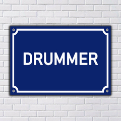 PLACA DE RUA DRUMMER 20x13 cm