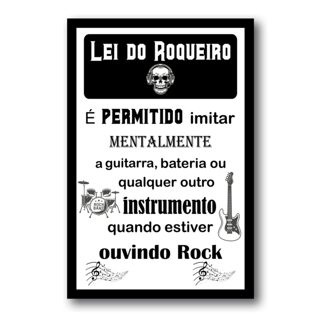 PLACA LEI DO ROQUEIRO - Comprar em Rock Decor V