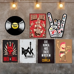 KIT 7 PLACAS DECORATIVAS ROCK N' ROLL