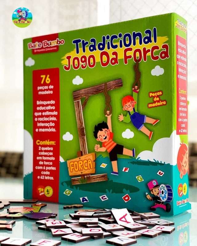Jogo da Forca Brinquedo Educativo Tradicional de Madeira Jogos e