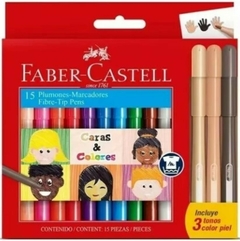 MARCADOR ESCOLAR FABER CASTELL x 15 Colores + 3 Tonos Piel