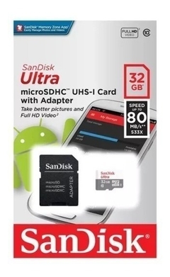 Memoria Micro Sdhc Uhs-l 32gb Sandisk Clase 10 80mb/s