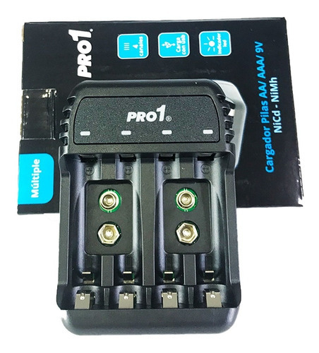CARGADOR DE PILAS PRO1 USB CON CORTE PARA AA-AAA-9V