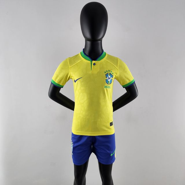 Conjunto Infantil Seleção Brasileira 22/23 - Infantil Torcedor - Amarelo e  Azul