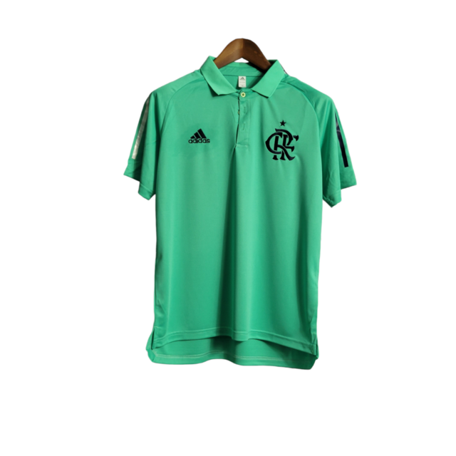 Camisa Flamengo Polo Treino 21/22 Torcedor Masculina - Verde com detalhes  em azul