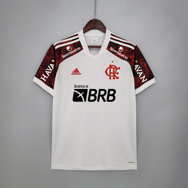 Camisa Flamengo II 21/22 Torcedor Masculina - Branco+Vermelho - Todos os  Patrocínios