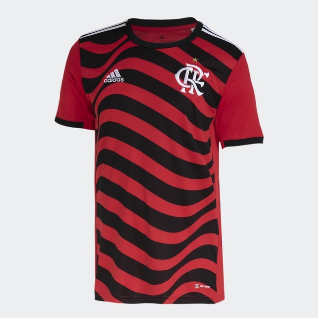 Camisa Flamengo III 22 23 Adidas Masculina Torcedor Vermelho e Preto