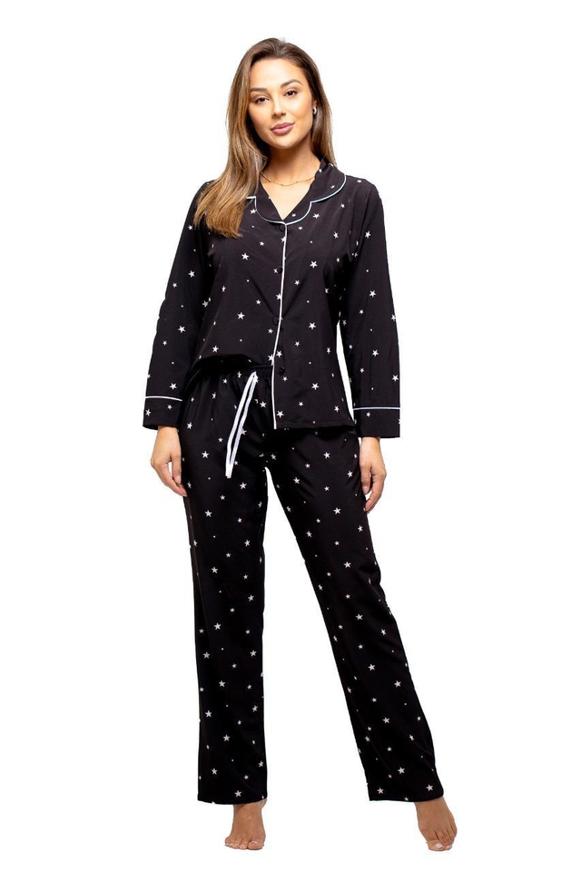 Pijama Americano Longo Feminino Viscose Star