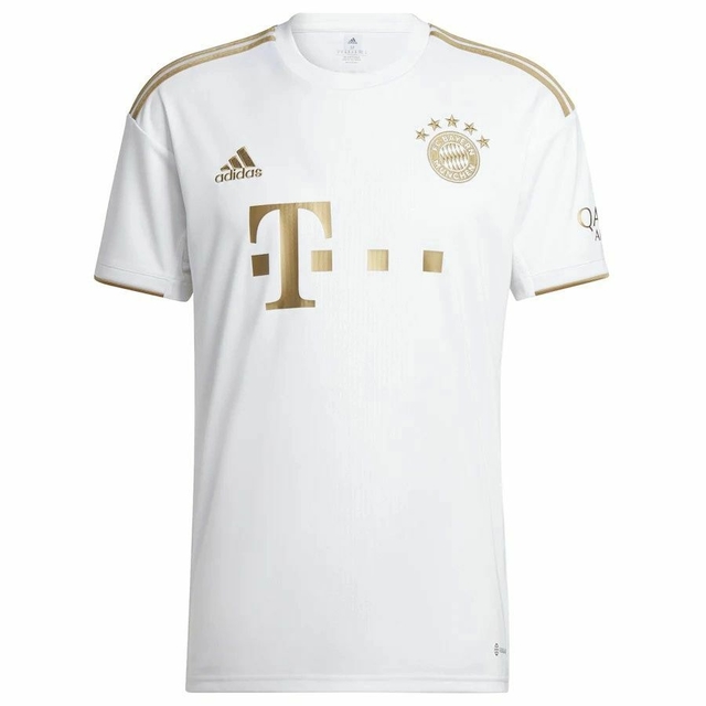 Camisa Bayern de Munique II 22/23 Branca e Dourada - Adidas - Masculino  Torcedor