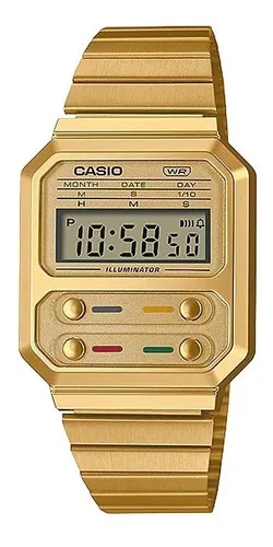 Reloj CASIO retro metálico original A178WGA para mujer y para hombre