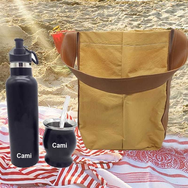 BOLSOS MATEROS CON DIVISION PARA TERMOS MATE Y LATAS MODELO TOSTADO Y SUELA